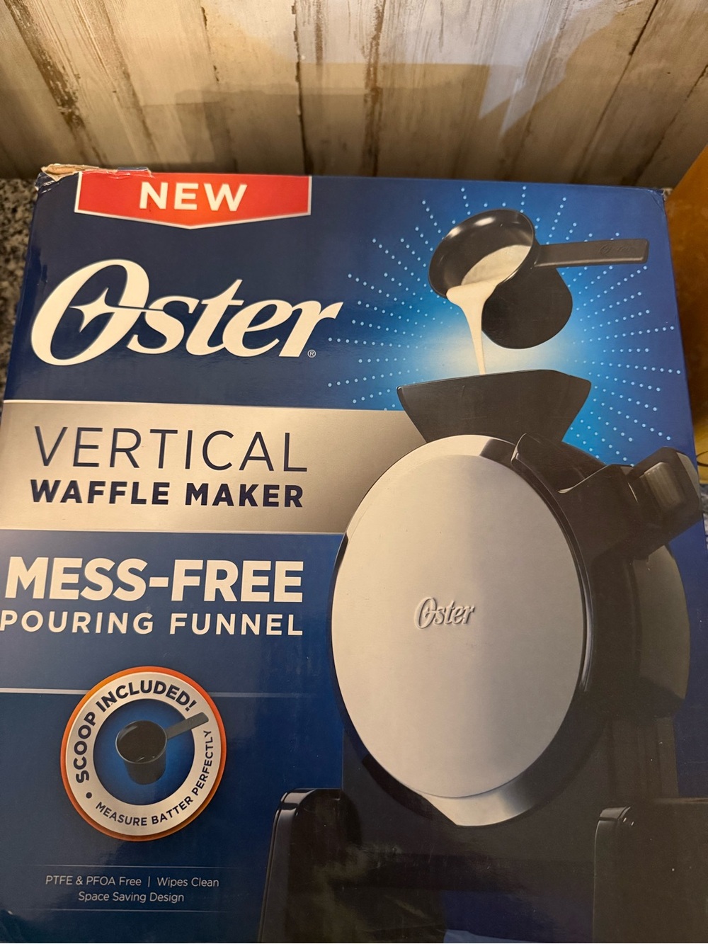 Oster Silver and Black Vertical Waffle Maker